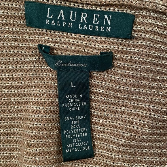 Ralph Lauren shrug cardigan silk mix with gold metallic thread snug L - Picture 6 of 8